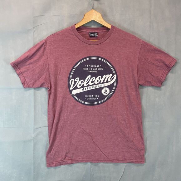 Volcom Stone Mens M Logo Graphic T-Shirt Maroon Skate/Surf - Picture 1 of 8